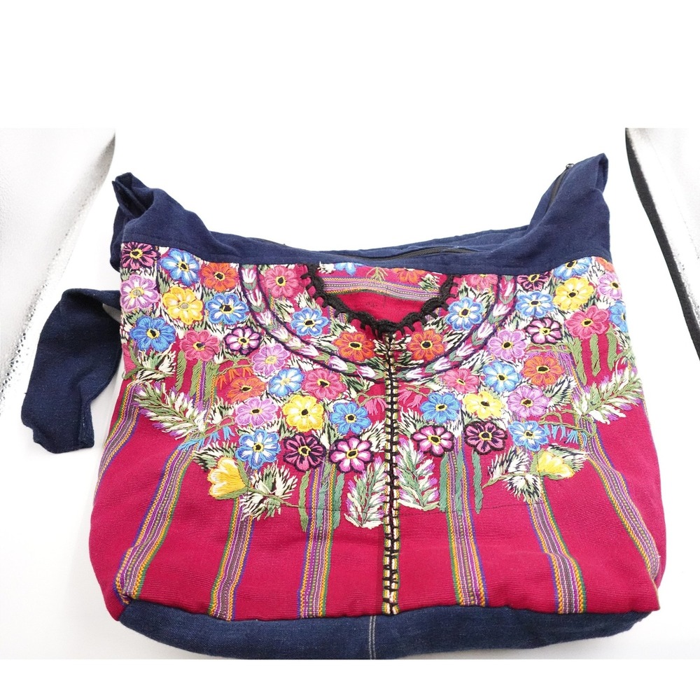 Mayan Embroidered Floral Boho Crossbody Book Bag Whimsigoth Fairycore